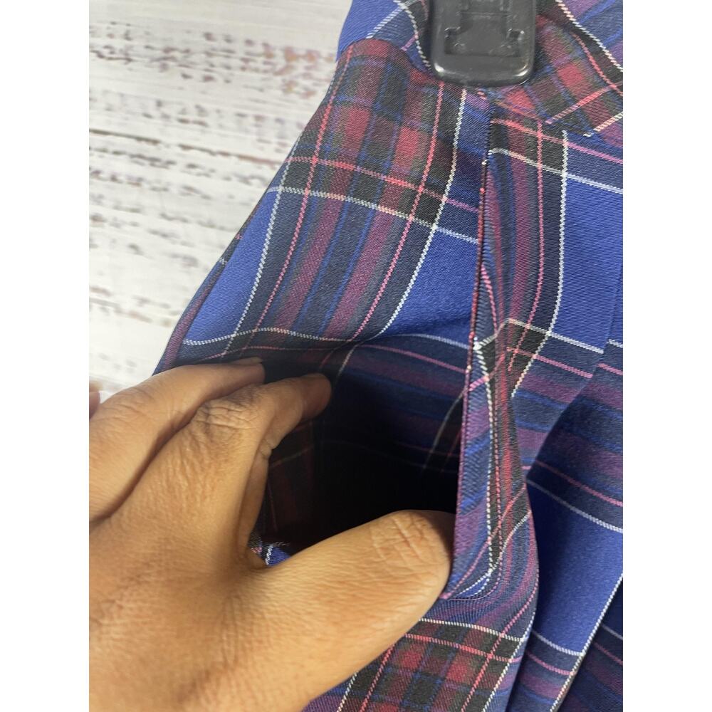 Maeve Anthropologie Pants Women's Small Blue Plaid Wide Leg Elastic Waist Dress - Picture 5 of 11